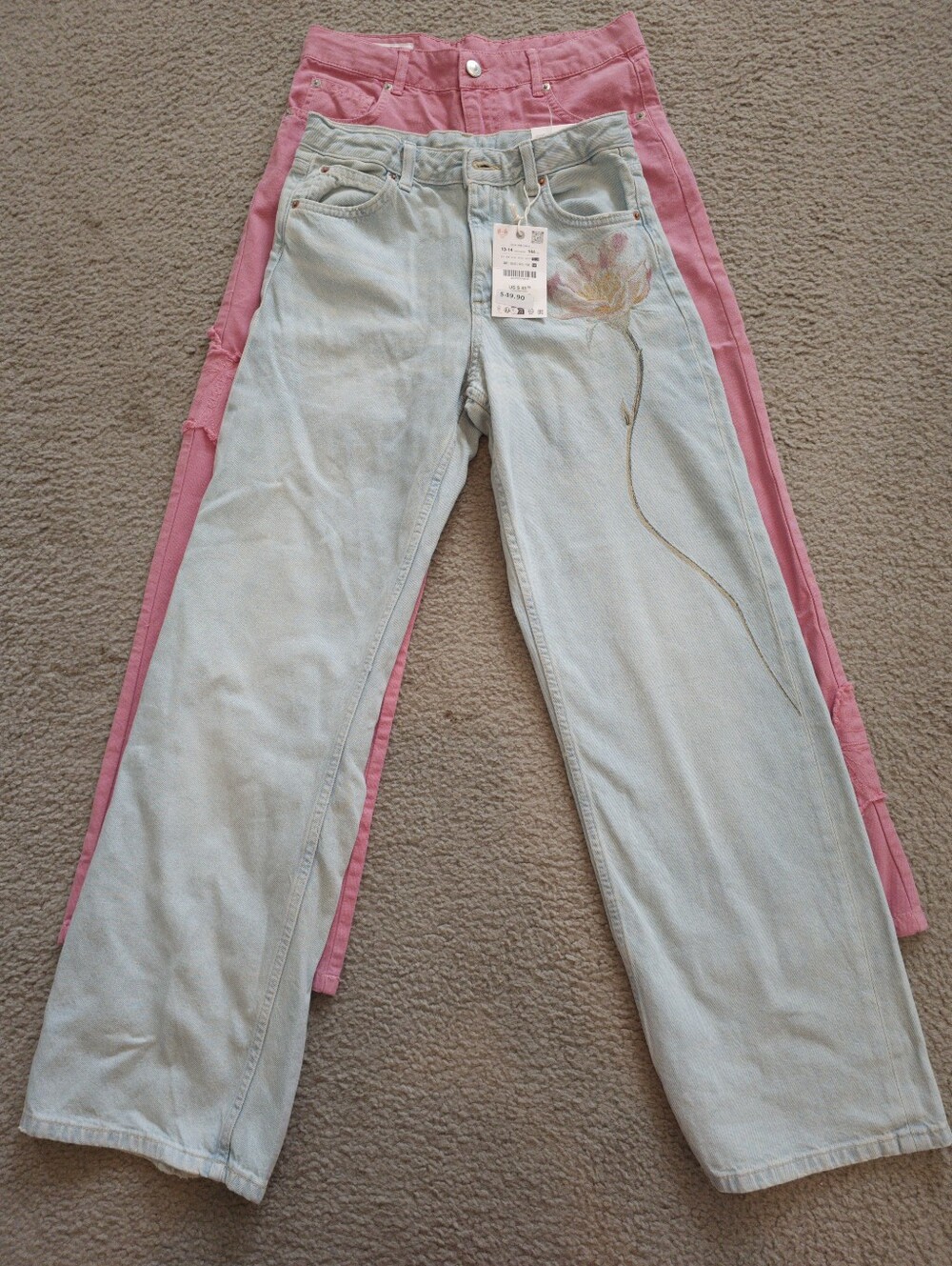 ZARA SET 2 JEANS PINK AND LIGTh Blue